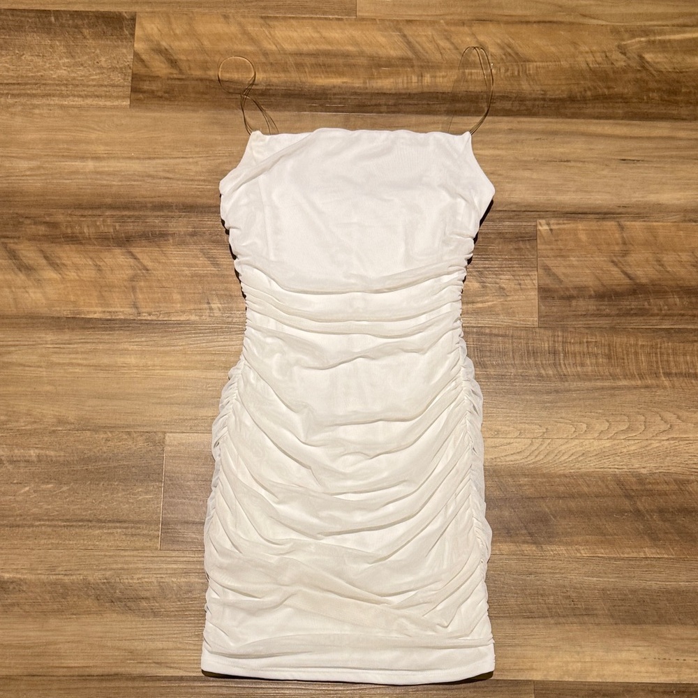 Fashion Nova White Mesh Bodycon Mini Dress